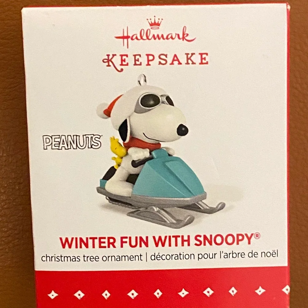 Hallmark Keepsake 2015 Winter Fun With Snoopy Snowmobile Ornament Peanuts 18th